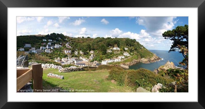 Polperro is a large village, civil parish, and fishing harbour within the Polperro Heritage Coastline in south Cornwall, England. Framed Mounted Print by Terry Senior