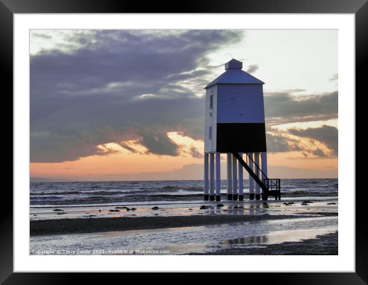 The Low Lighthouse is one of three lighthouses in Burnham-on-Sea, Framed Mounted Print by Terry Senior