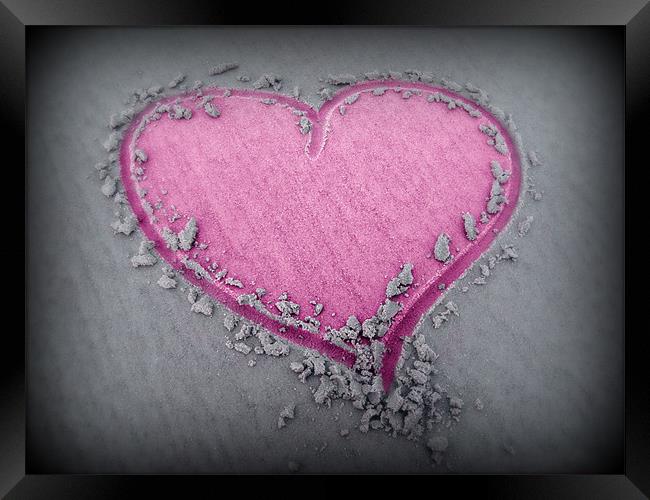 Pink Sand Heart Framed Print by samantha bartlett