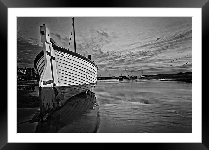 Stranded in Burham Overy Staithe Mono Framed Mounted Print by Paul Macro