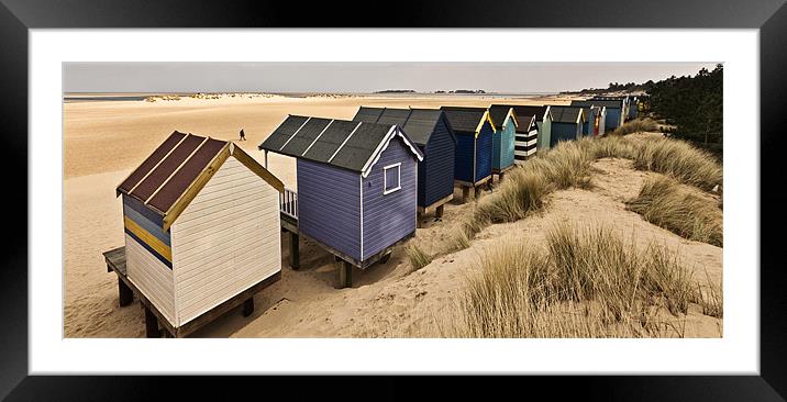 Wells Beach Huts Panoramic Framed Mounted Print by Paul Macro