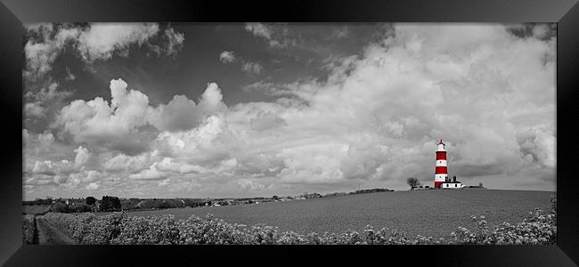 Happisburgh Lighthouse Panoramic Selective Colour Framed Print by Paul Macro