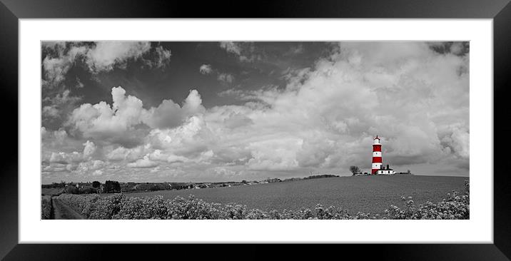 Happisburgh Lighthouse Panoramic Selective Colour Framed Mounted Print by Paul Macro