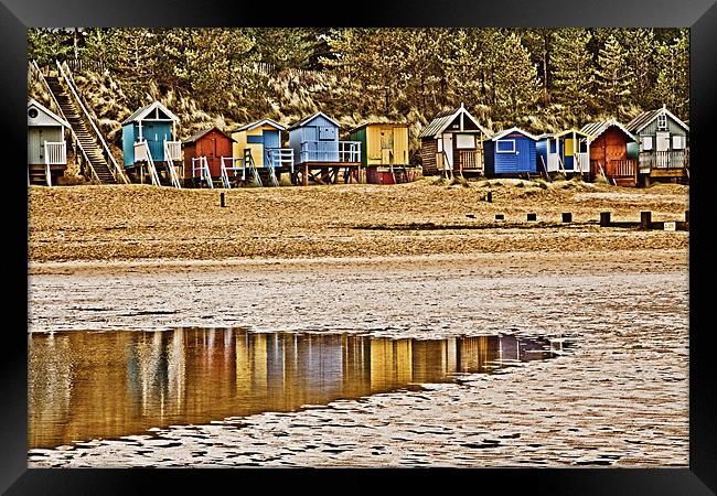 Colourful Wells Beach Huts Framed Print by Paul Macro