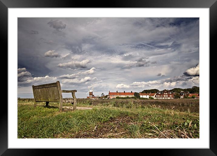 Seat with a View of Cley Framed Mounted Print by Paul Macro