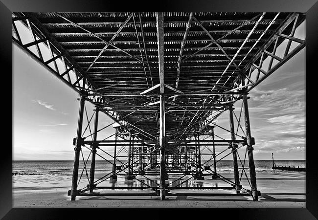 Under Cromer Pier Framed Print by Paul Macro