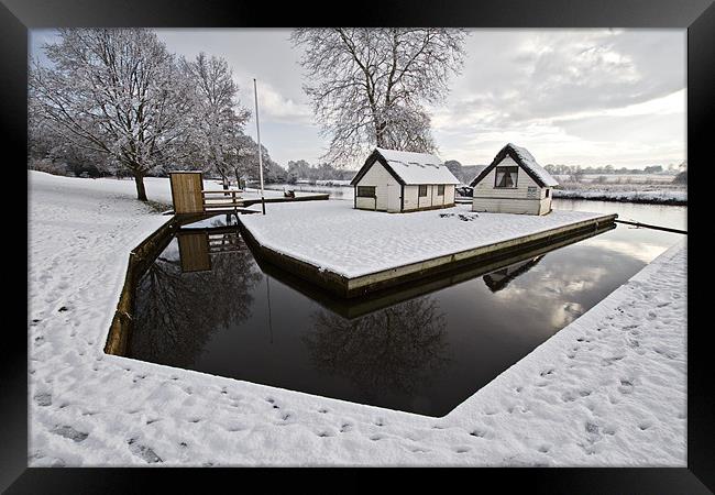 Coltishall Boat Houses in Winter Framed Print by Paul Macro