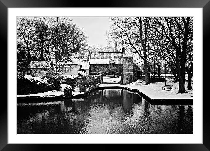 Snowy Pulls Ferry Norwich Framed Mounted Print by Paul Macro