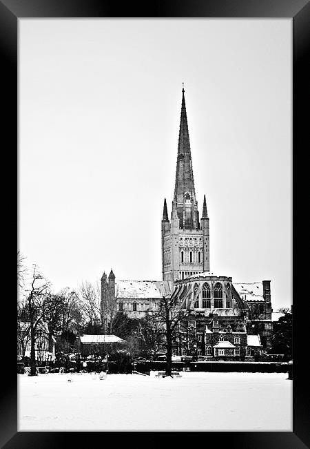 Norwich Cathedral in Winter Framed Print by Paul Macro