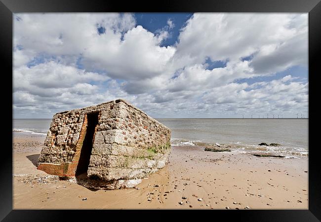 Beached Pillbox in Caister Framed Print by Paul Macro
