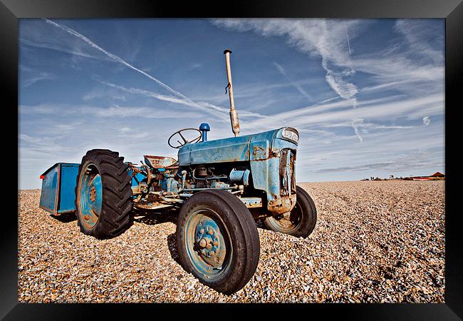 Cley Beach Fishermans Tractor Framed Print by Paul Macro