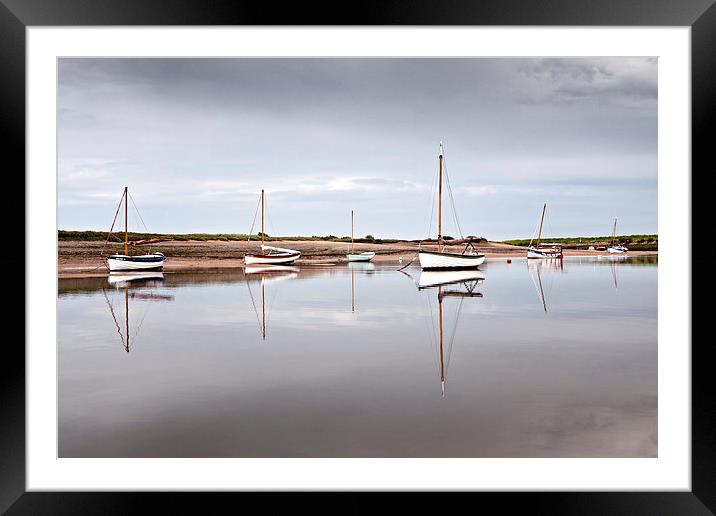Burnham Overy Staithe Boat Reflections Framed Mounted Print by Paul Macro