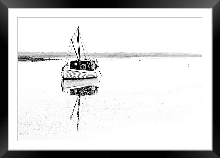 Misty Fishing Boat Reflections Framed Mounted Print by Paul Macro