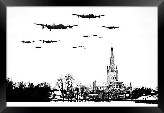 Lancasters over Norwich Cathedral Framed Print by Paul Macro