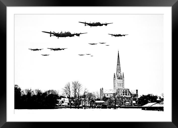 Lancasters over Norwich Cathedral Framed Mounted Print by Paul Macro