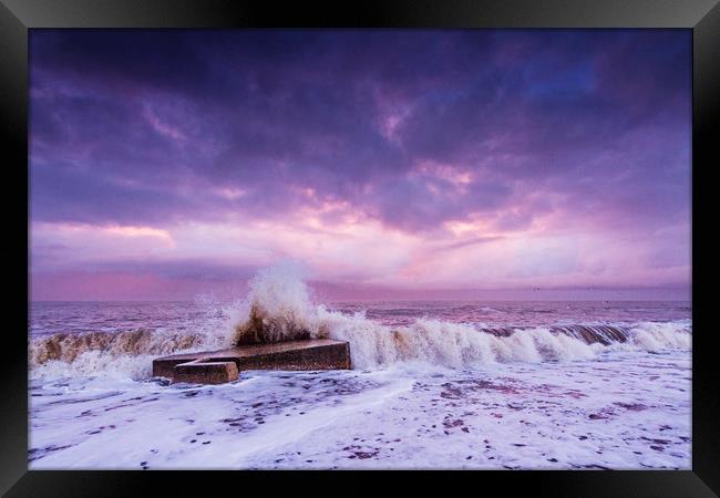 Hemsby Pillbox Sunset Framed Print by Paul Macro