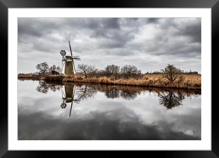 How Hill Winter Reflections Norfolk Broads Framed Mounted Print by Paul Macro