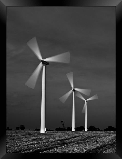 Wind Power Mono Framed Print by Paul Macro