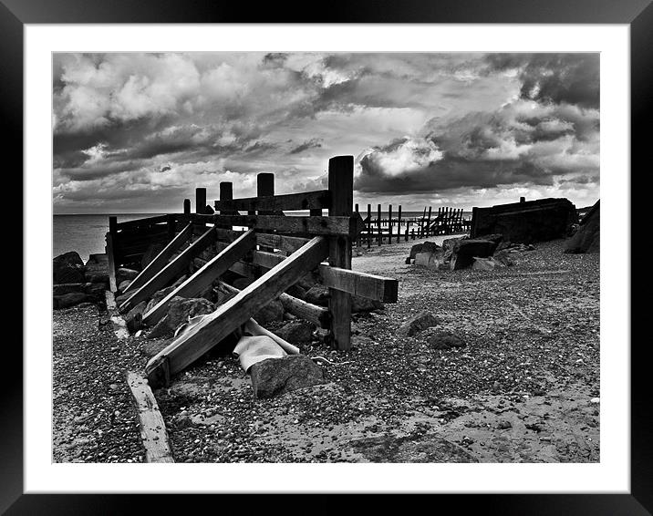 Happisburgh Sea Defences Framed Mounted Print by Paul Macro