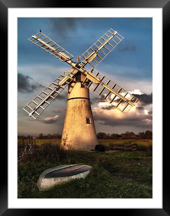 Thurne Windmill at sunset HDR Framed Mounted Print by Paul Macro