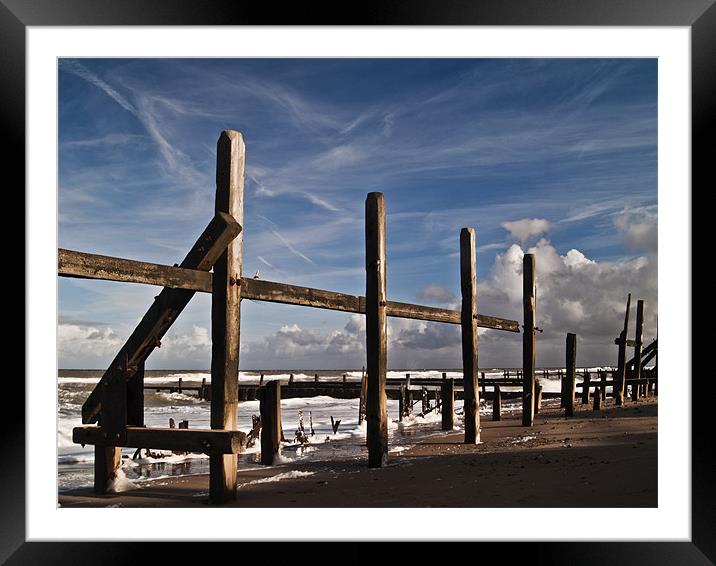 Happisburgh Sea Defences HDR Colour Framed Mounted Print by Paul Macro