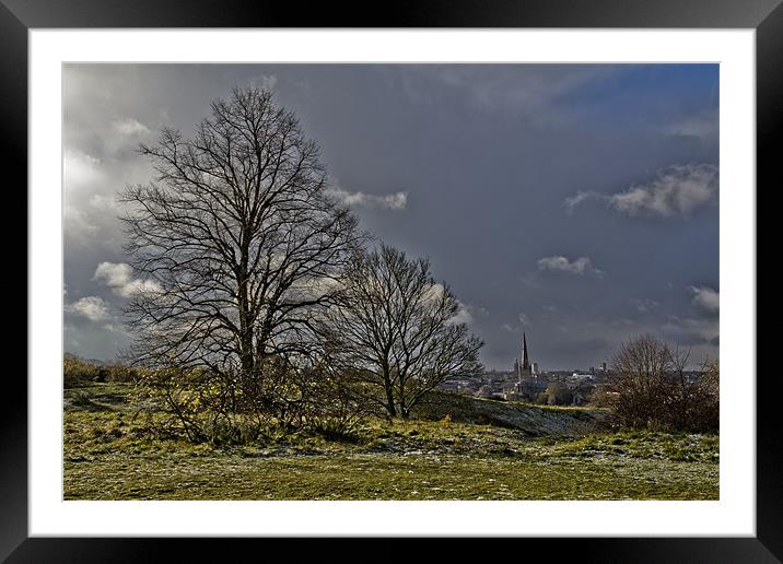 Winter Scene over Norwich Framed Mounted Print by Paul Macro