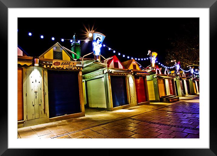 Norwich Market Place by Night Framed Mounted Print by Paul Macro
