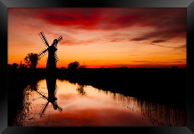Spring Sunset at Thurne Mill Framed Print by Paul Macro