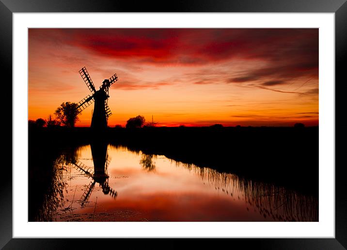 Spring Sunset at Thurne Mill Framed Mounted Print by Paul Macro