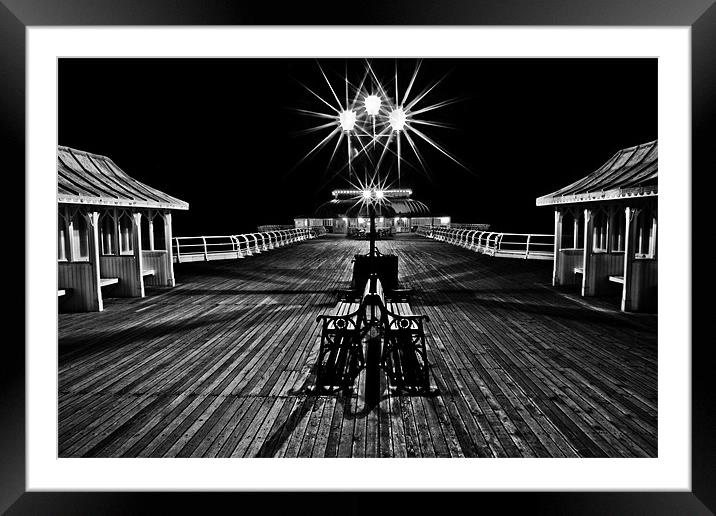 Cromer Pier by Night Mono Framed Mounted Print by Paul Macro