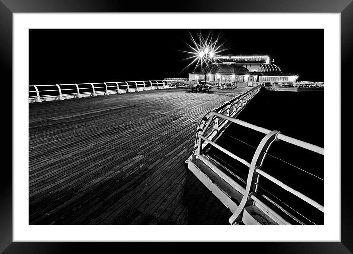 Cromer Pier by Night Mono A different Angle Framed Mounted Print by Paul Macro