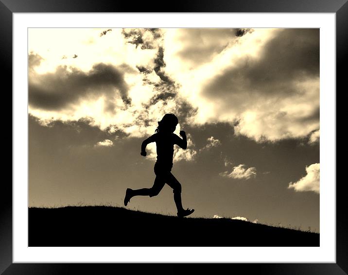Running in the hills Framed Mounted Print by Simon Deane