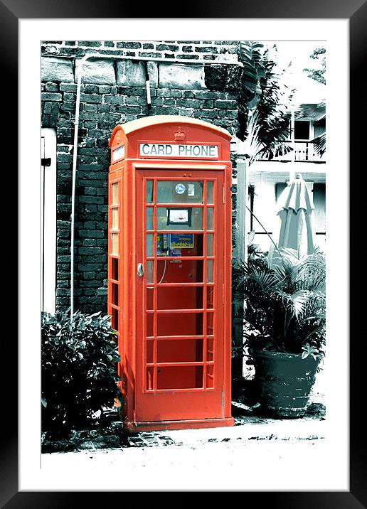 Phone Box - Nelson's Harbour, Antigua Framed Mounted Print by Chris Turner