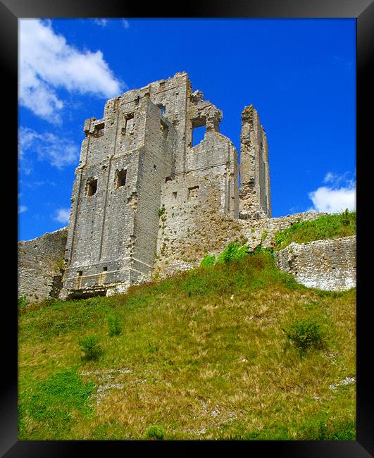 Corfe Castle Keep Framed Print by Ben Tasker