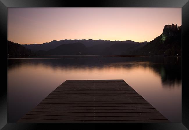 Lake Bled at sunset Framed Print by Ian Middleton