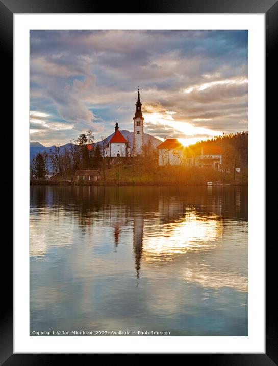 Sunrise at Lake Bled Framed Mounted Print by Ian Middleton
