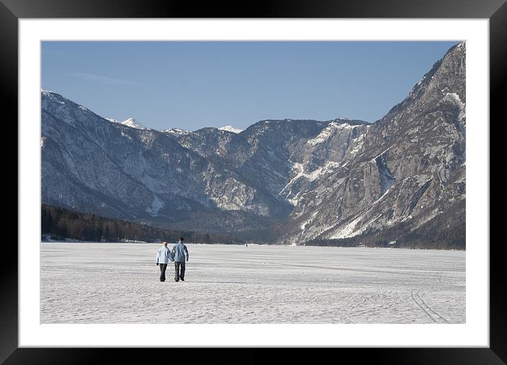 Across the frozen lake Framed Mounted Print by Ian Middleton