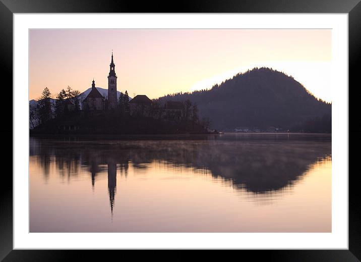 Sunrise over Lake Bled Framed Mounted Print by Ian Middleton