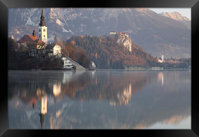 Morning at Lake Bled Framed Print by Ian Middleton