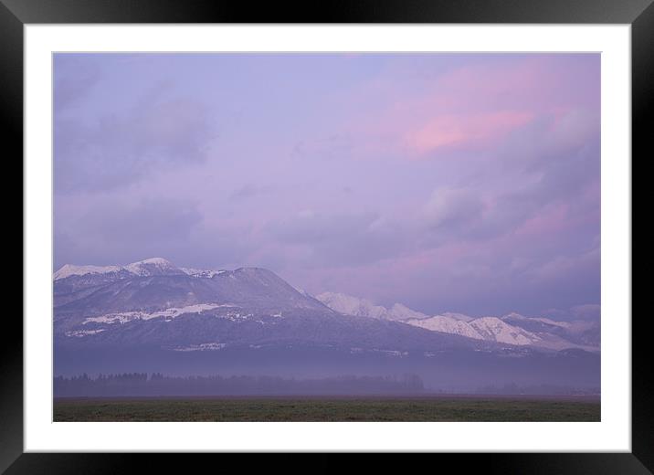 Krvavec and the Kamnik Alps at sunset Framed Mounted Print by Ian Middleton