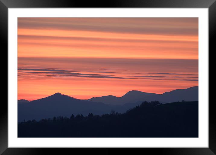 Mountain sunset Framed Mounted Print by Ian Middleton