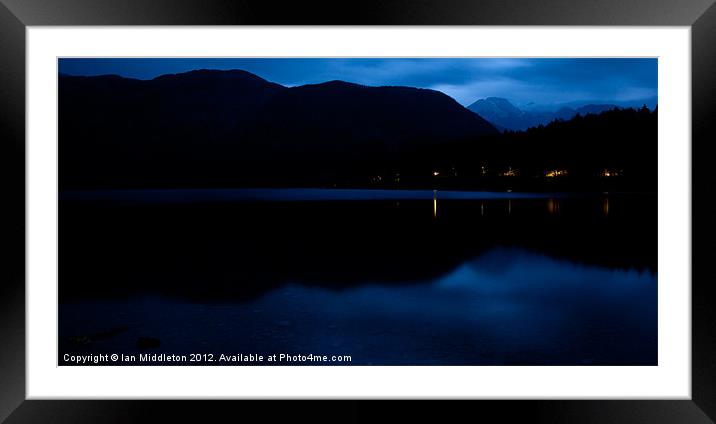 Lake Bohinj at dusk Framed Mounted Print by Ian Middleton