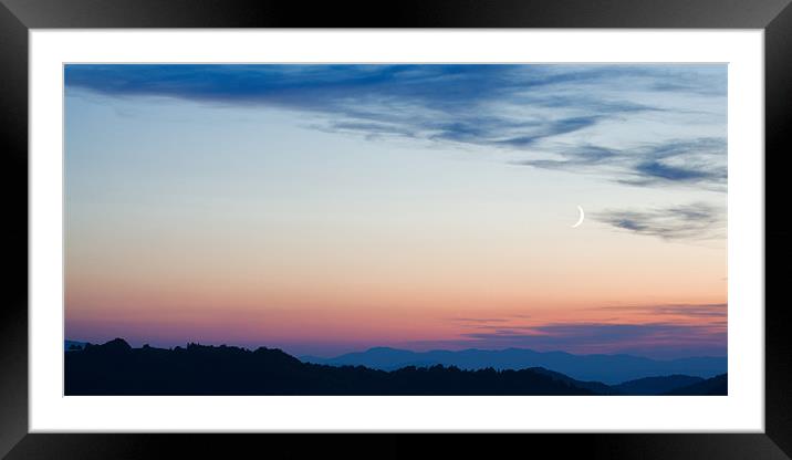 Crescent moon twilight Framed Mounted Print by Ian Middleton