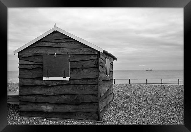Beach hut at Kingsdown Framed Print by Ian Middleton