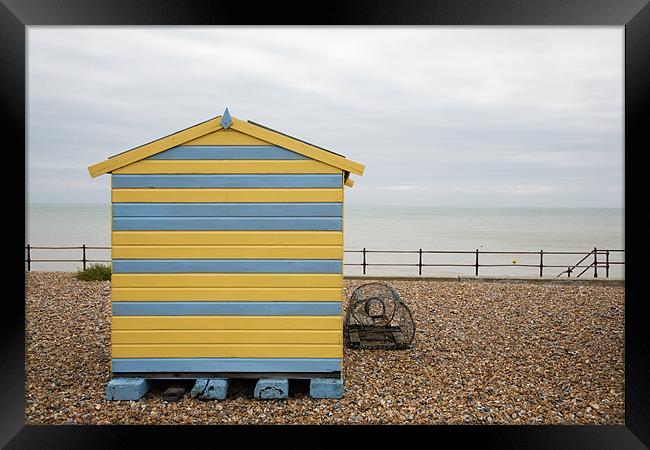 Beach hut at Kingsdown Framed Print by Ian Middleton