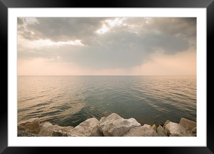 Pink sunset over Trieste Bay Framed Mounted Print by Ian Middleton