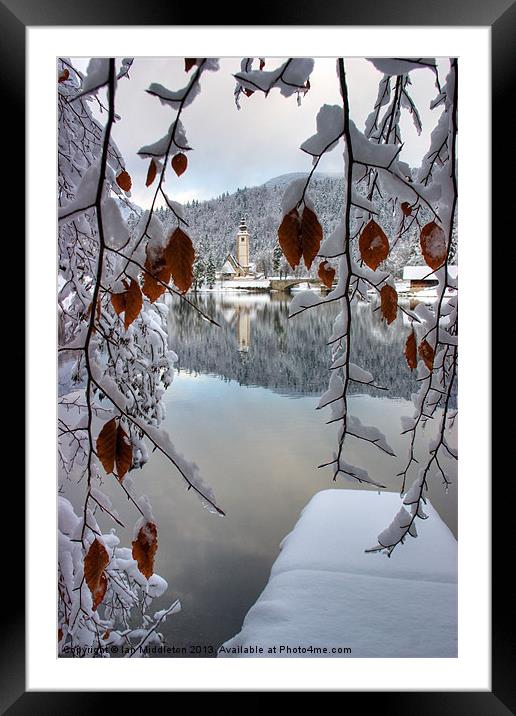 Lake Bohinj in winter Framed Mounted Print by Ian Middleton