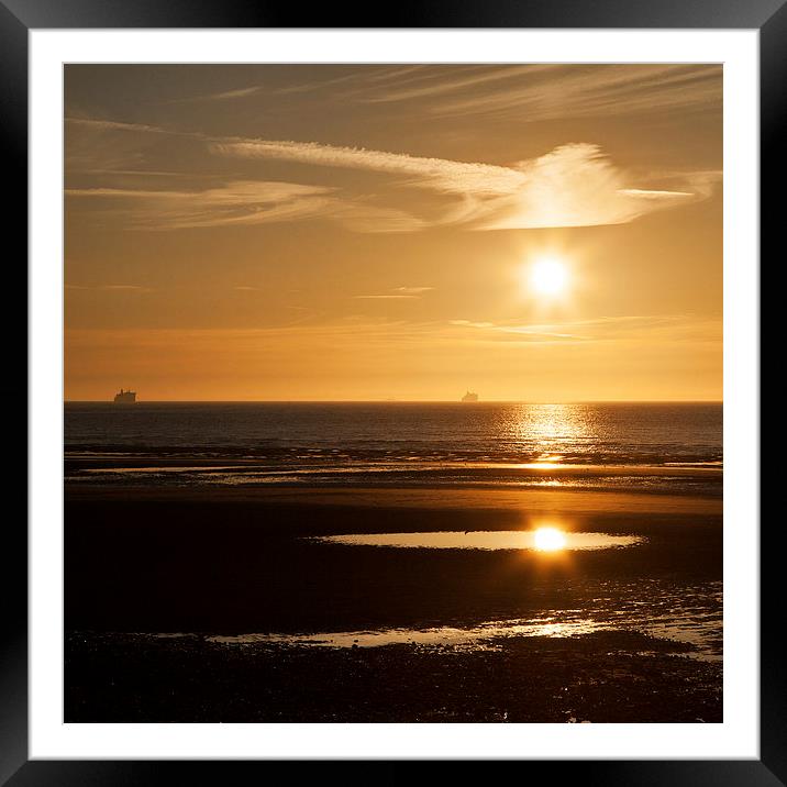Sangatte beach at sunset Framed Mounted Print by Ian Middleton