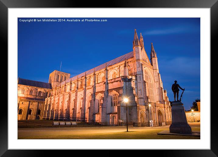 Winchester Cathedral at dusk Framed Mounted Print by Ian Middleton