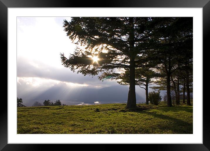 Sunrays bursting through clouds over Cerknica Lake Framed Mounted Print by Ian Middleton